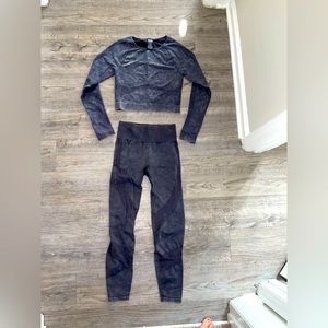 Pink washed grey work out set. Top size medium. Bottoms size small.